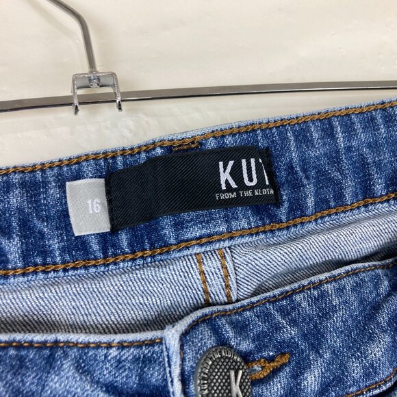 Kut From The Kloth Womens Sz 16 Blue Catherine Boyfriend Distressed Jeans - Picture 4 of 7